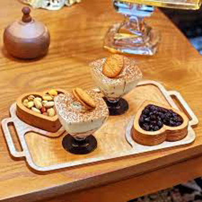 تصویر از سینی دوقلب چوبی