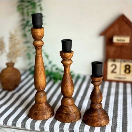 تصویر از جاشمعی3تایی چوبی