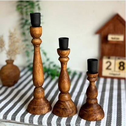 تصویر از جاشمعی3تایی چوبی